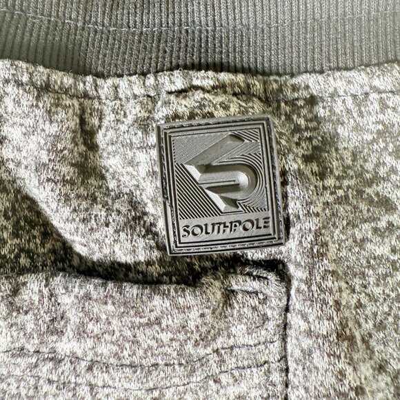 Vtg Southpole Joggers Mens Large Gray Black Sweat Pants Fleece Athleisure Y2K - Picture 4 of 9